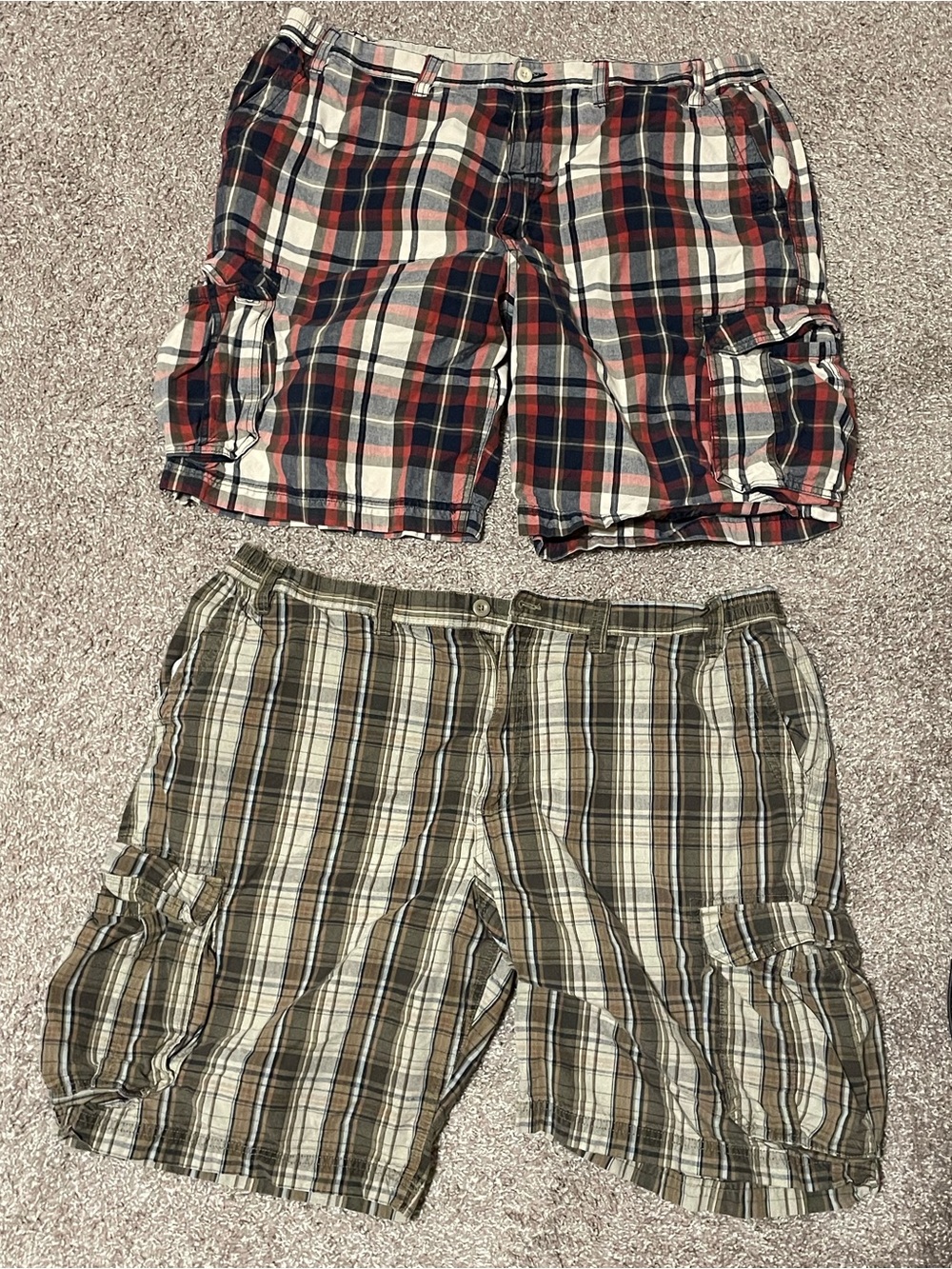 Bundle of 2 The Foundry Supply Co. Men's Plaid Cargo Shorts Size 46